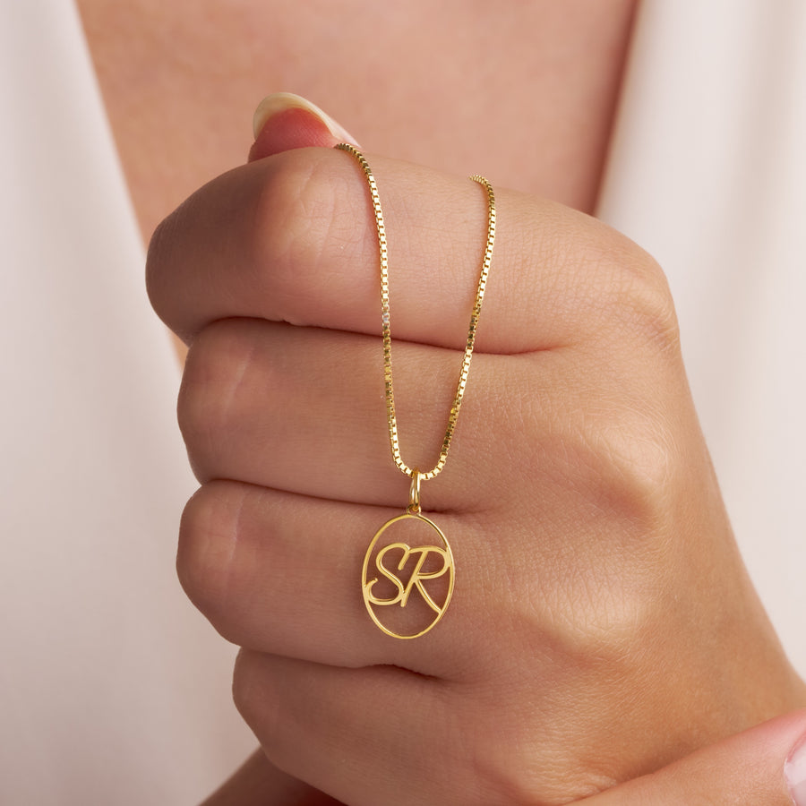 Personalized Oval Monogram Initial Necklace
