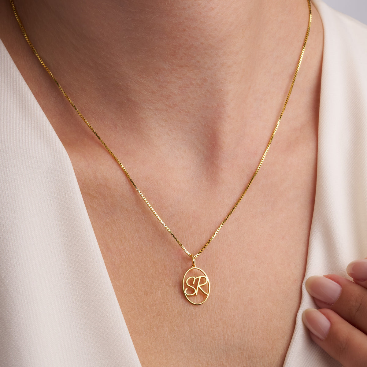Personalized Oval Monogram Initial Necklace