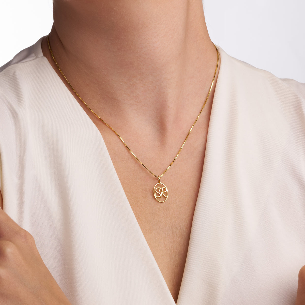 Personalized Oval Monogram Initial Necklace