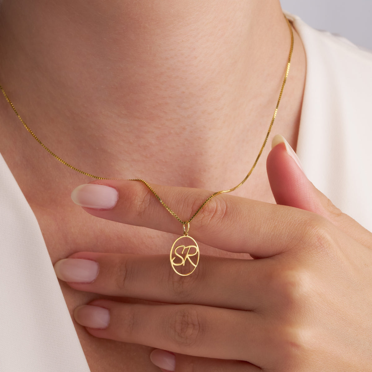 Personalized Oval Monogram Initial Necklace