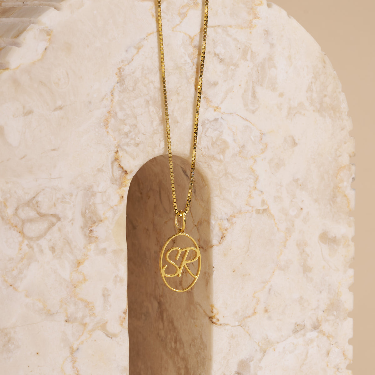 Personalized Oval Monogram Initial Necklace