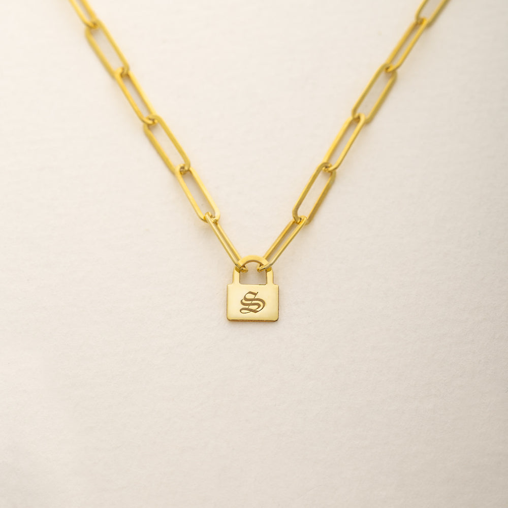 Padlock Initial Necklace