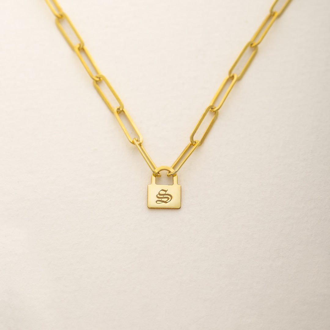 Padlock Initial Necklace