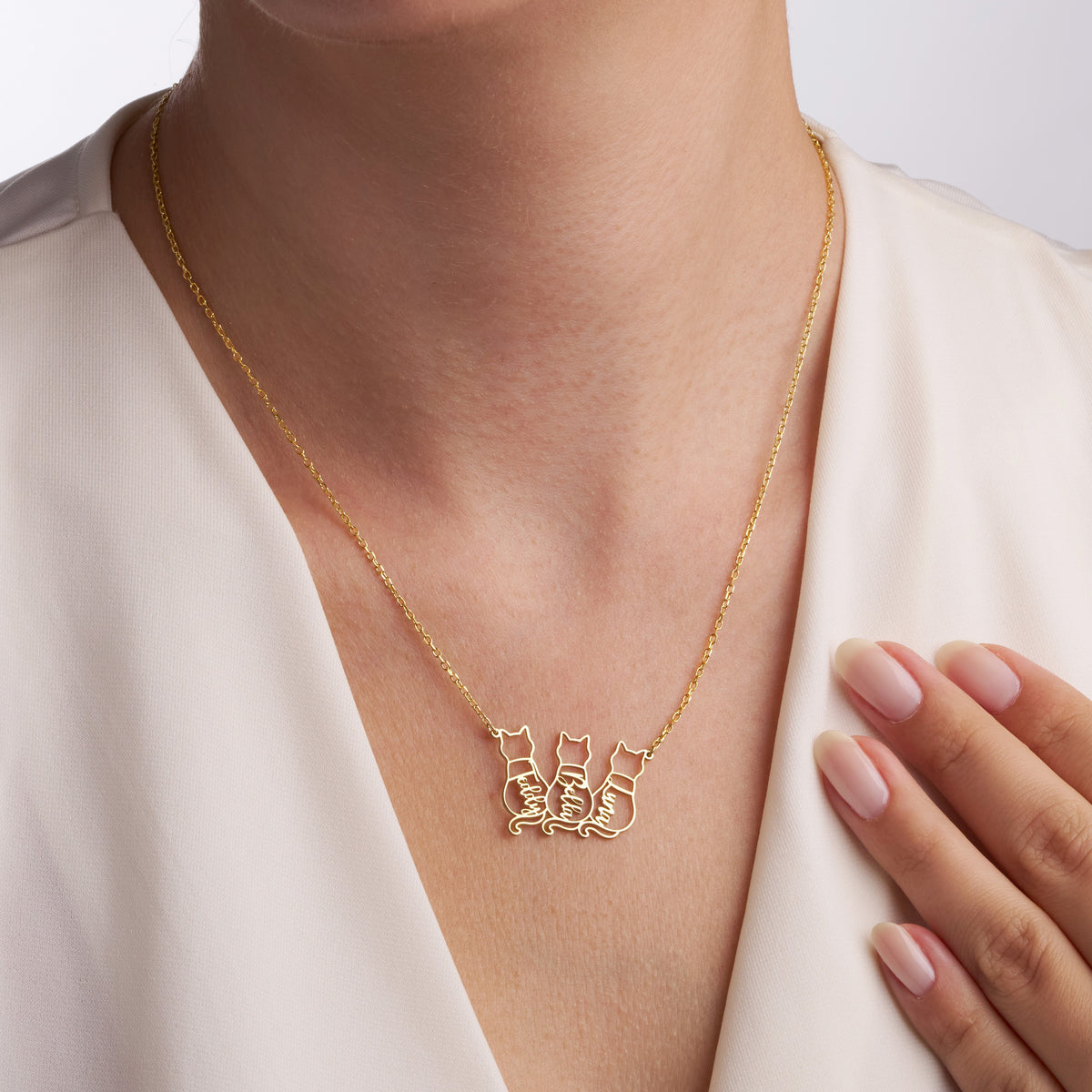 Personalized Cat Necklace with Names