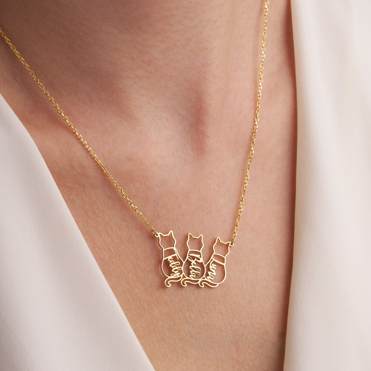Personalized Cat Necklace with Names
