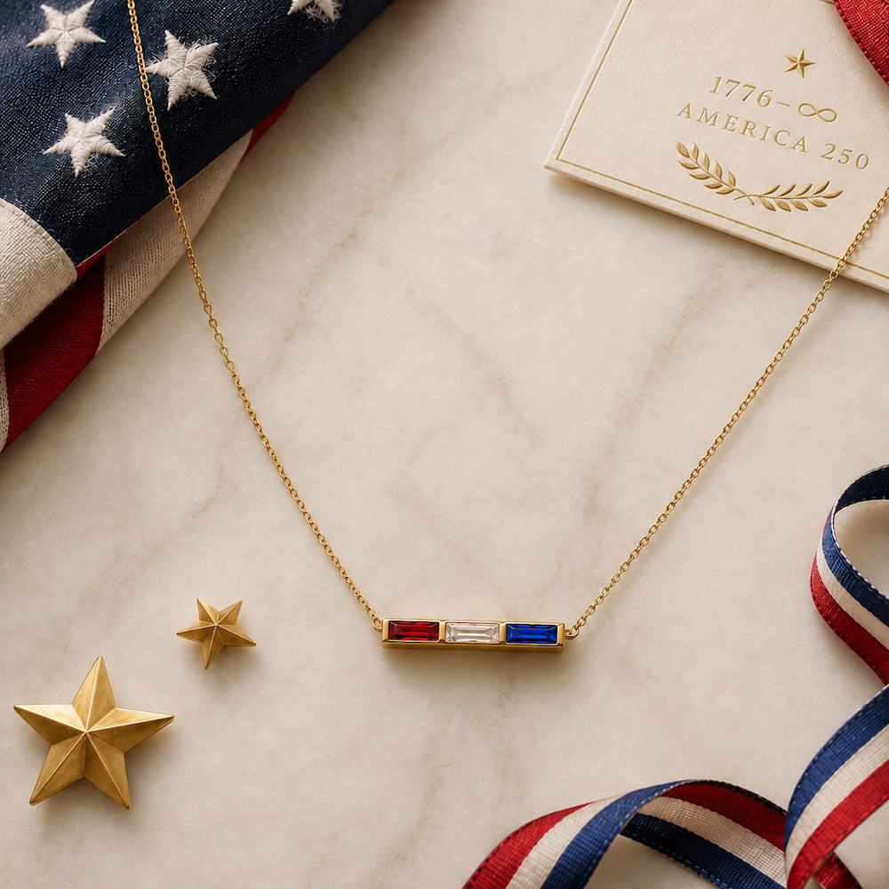 America 250 Baguette Birthstone Necklace