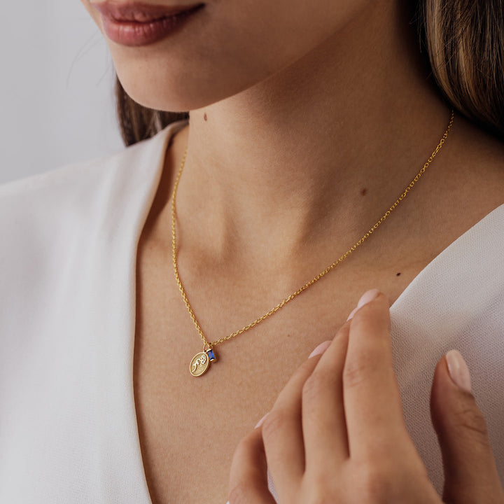 Birthflower Necklace with Baguette Birthstone Charm