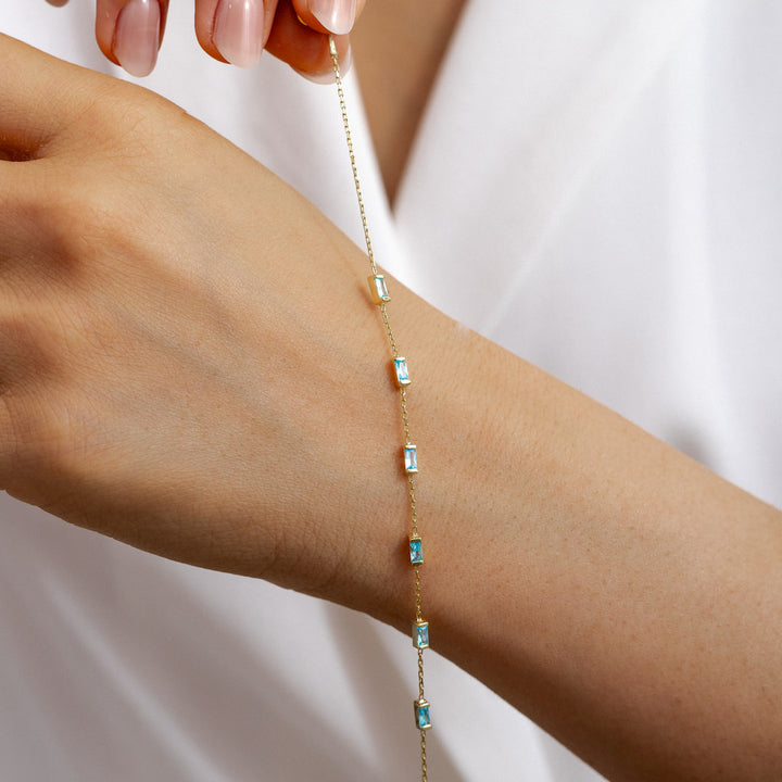 Custom Baguette Birthstone Bracelet