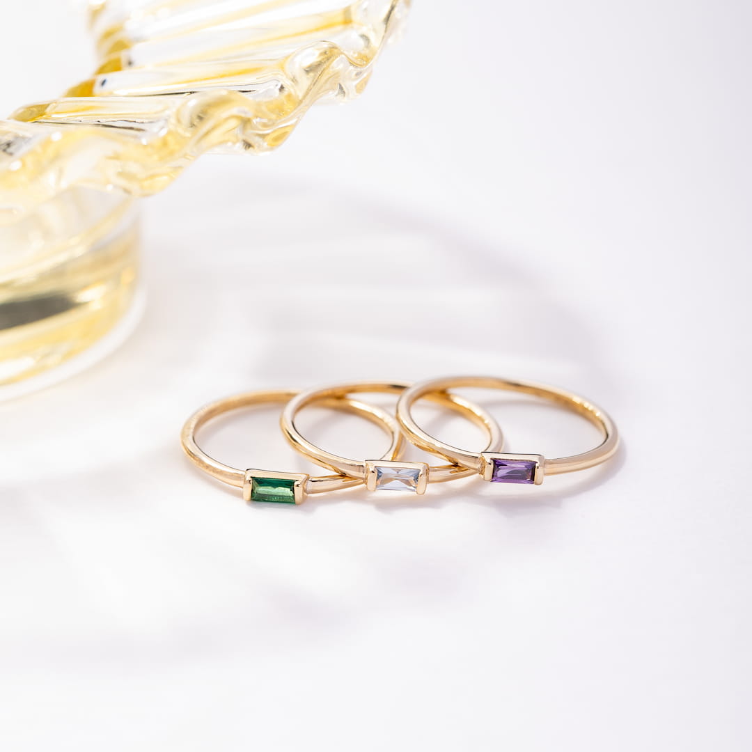 Custom Baguette Birthstone Ring