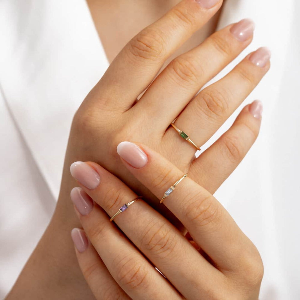Custom Baguette Birthstone Ring