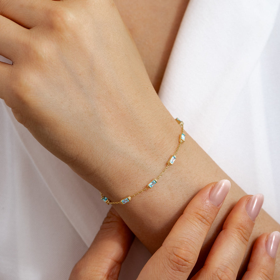 Custom Baguette Birthstone Bracelet