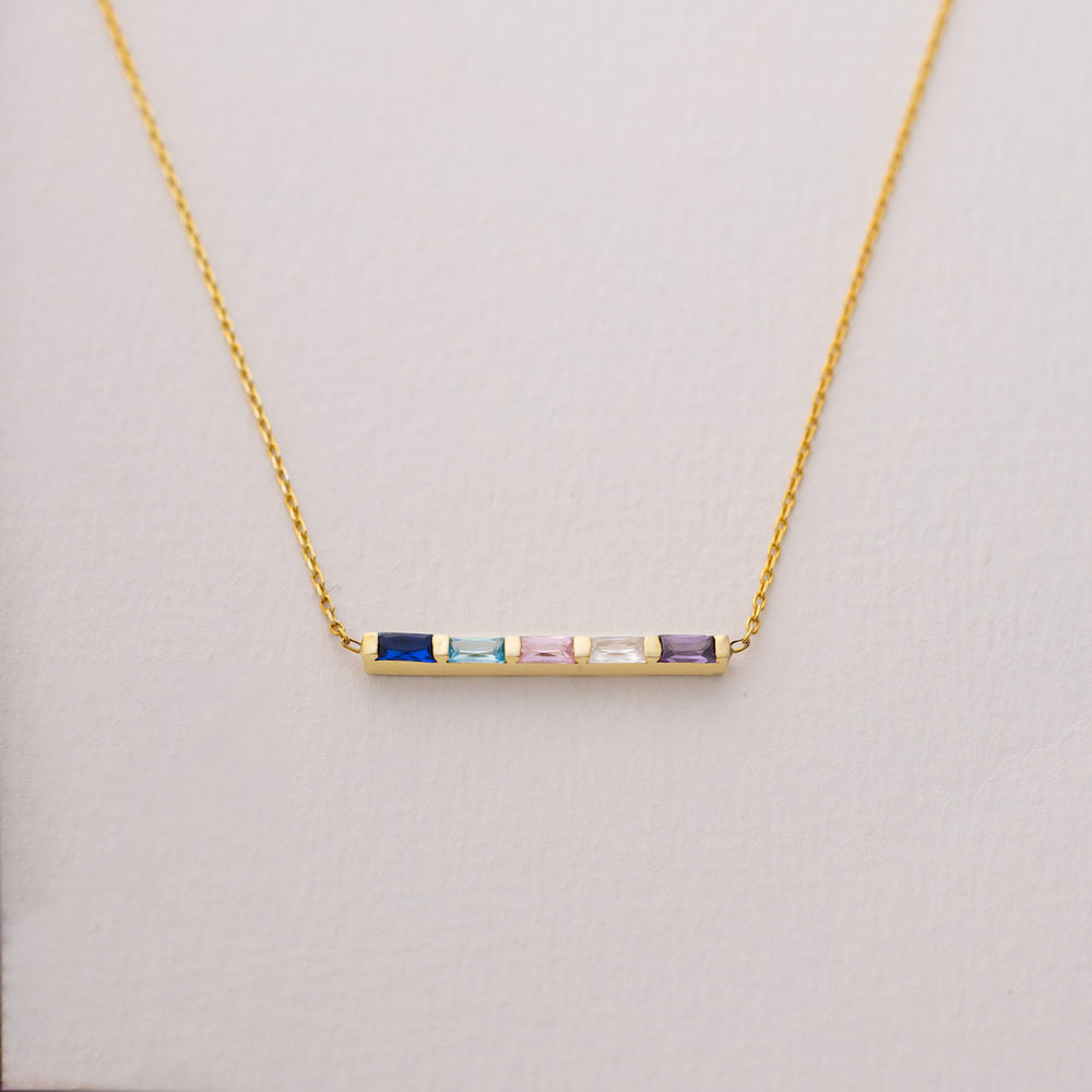 Custom Baguette Birthstone Necklace