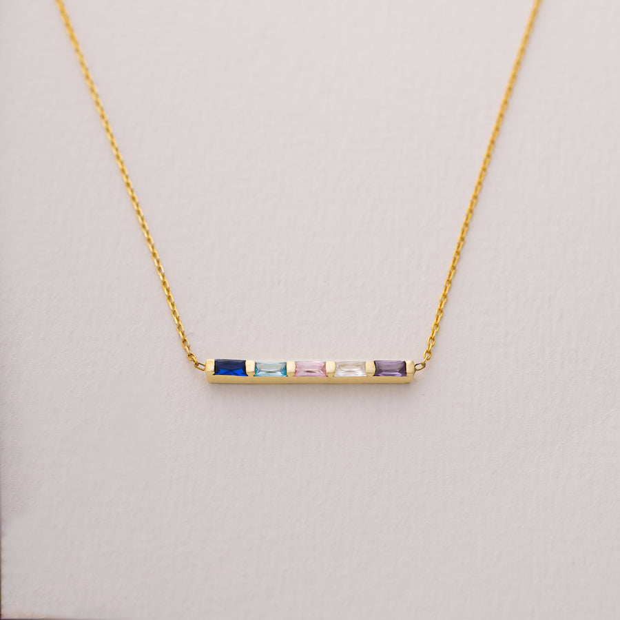 Custom Baguette Birthstone Necklace