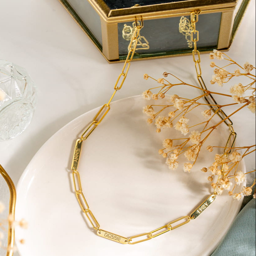 Bar Necklace Paperclip Chain Custom Gift