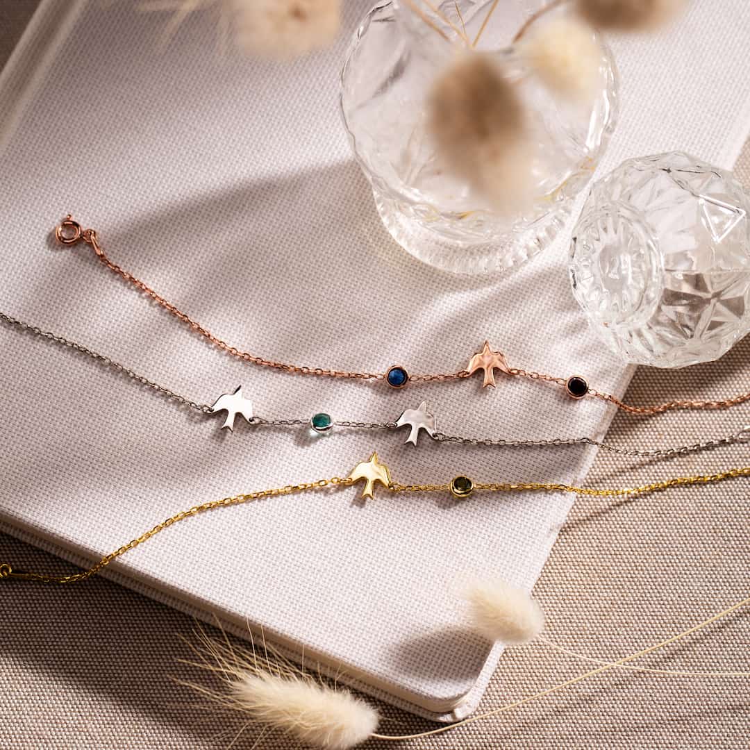 Bird charm bracelet gift for her
