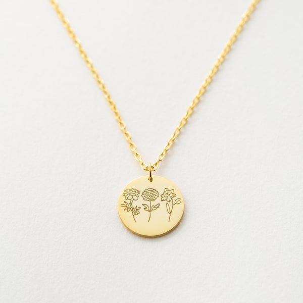 birth flower necklace mothers day gift