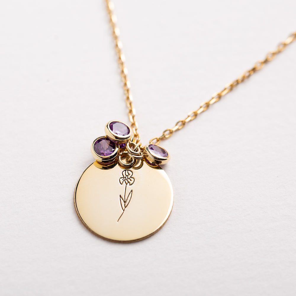 birthflower and birthstone necklace