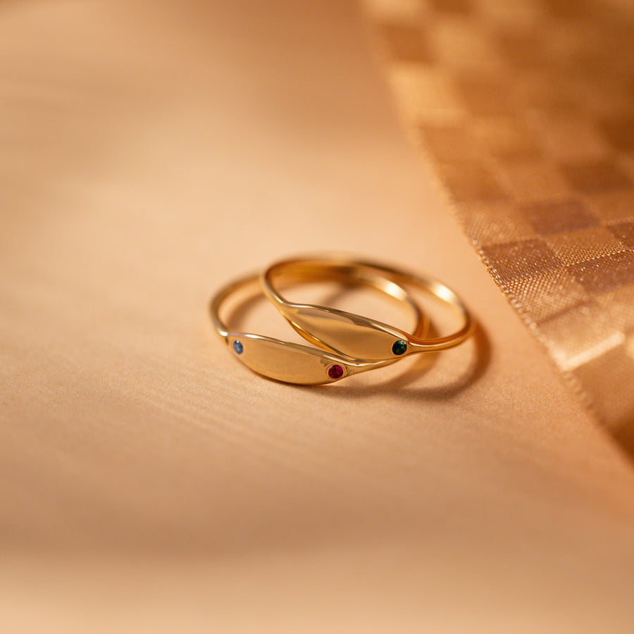 14K Solid Gold Birthstone Ring