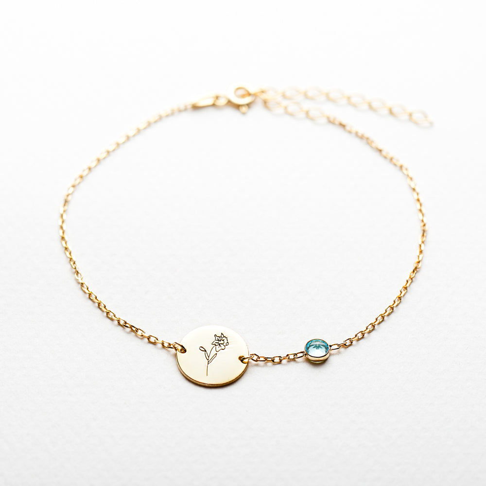 birthstone and birthflower bracelet