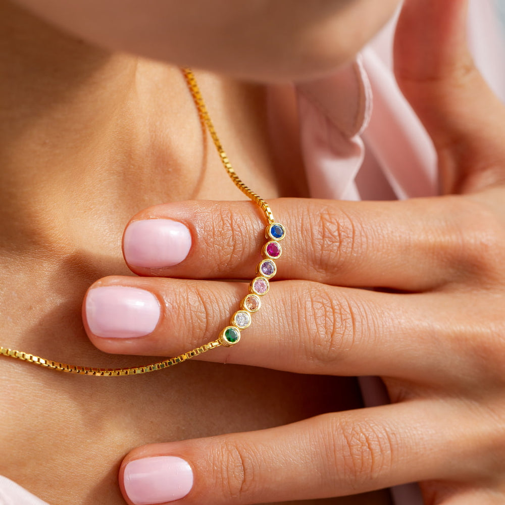 Birthstone Necklace with Box Chain