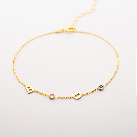 Letter and Birthstones Bracelet