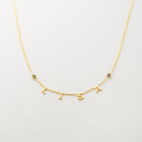 Birthstone and Letter Necklace
