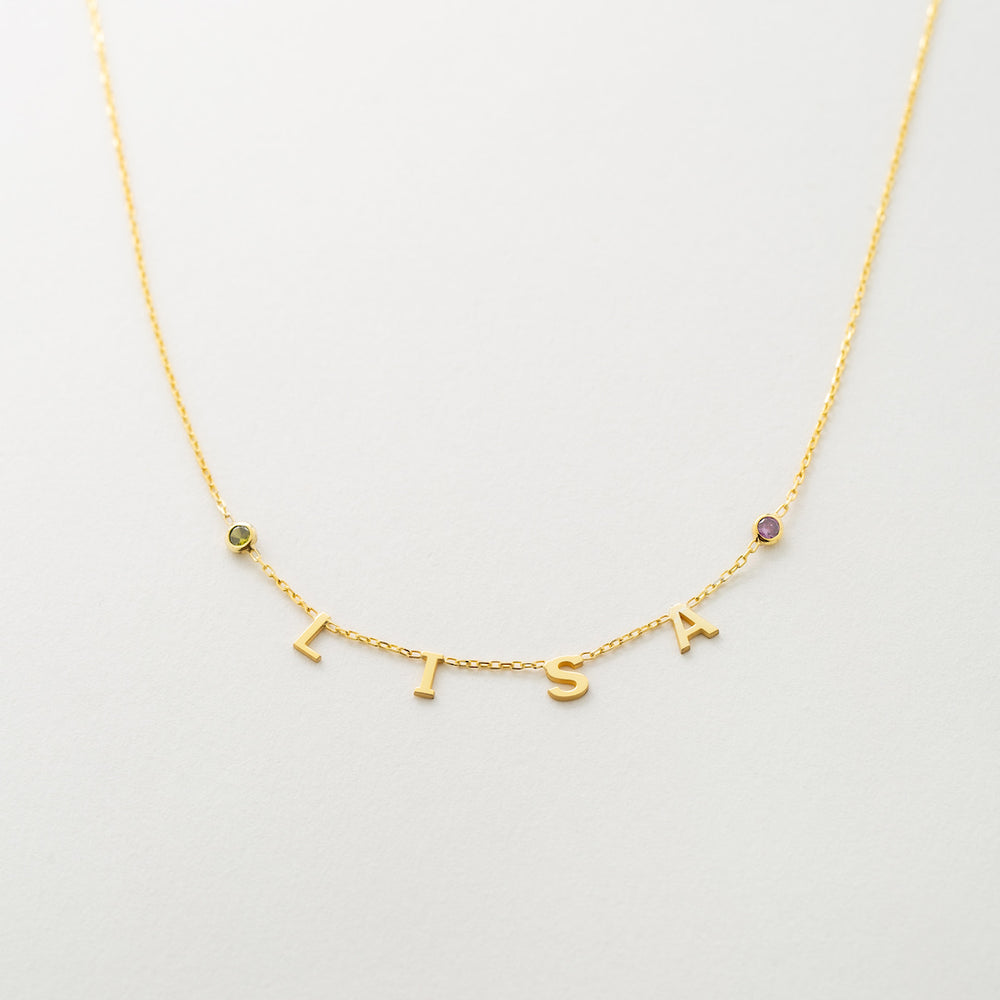 Birthstone letter necklace