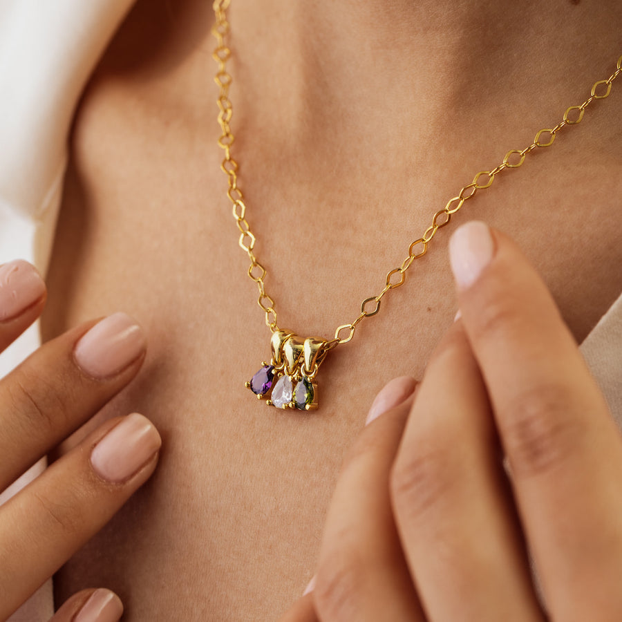 Personalized Teardrop Birthstone Necklace
