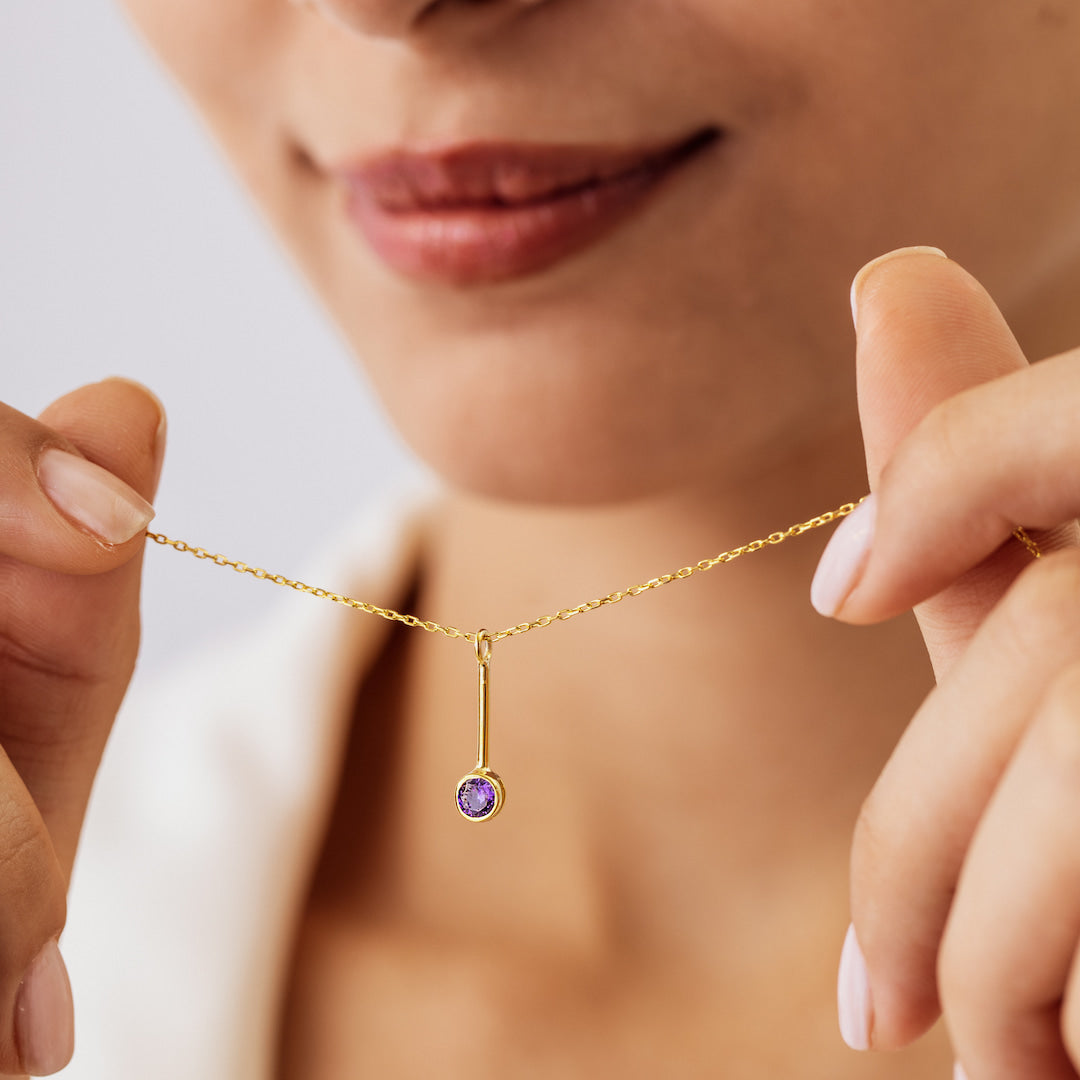 Birthstone Necklace and Stud Earrings Set