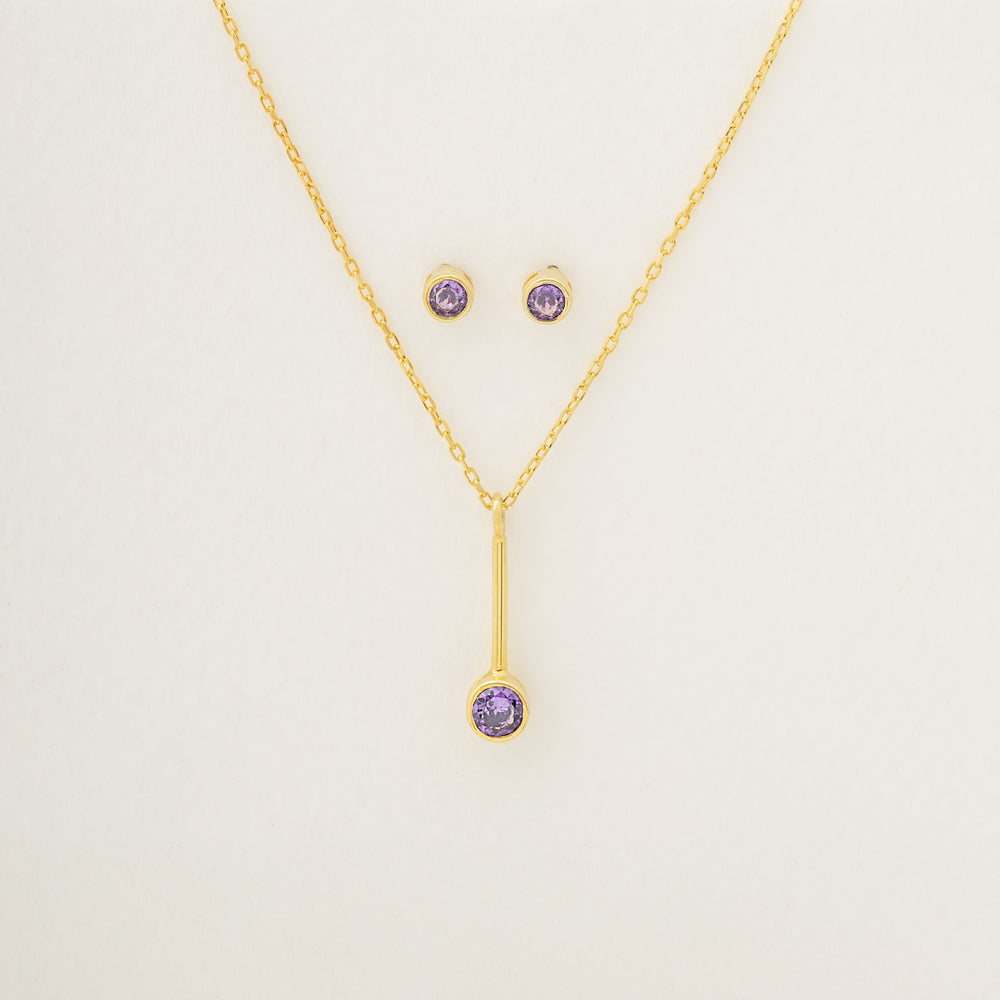 Birthstone Necklace and Stud Earrings Set