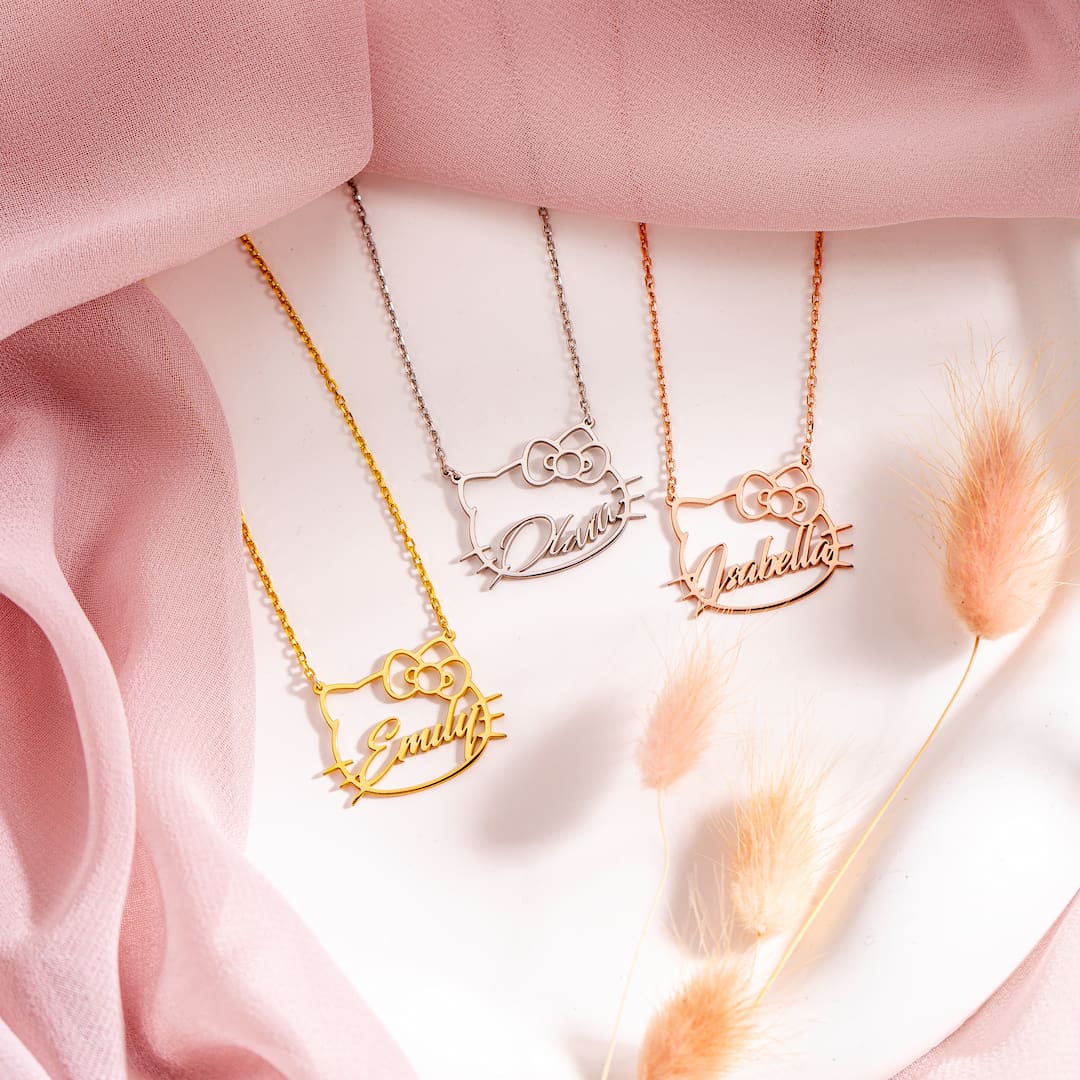 Cat Necklace name jewelry gift