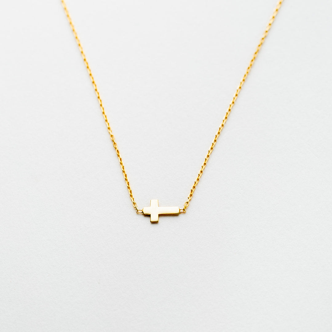 Centered Sideways Cross Necklace
