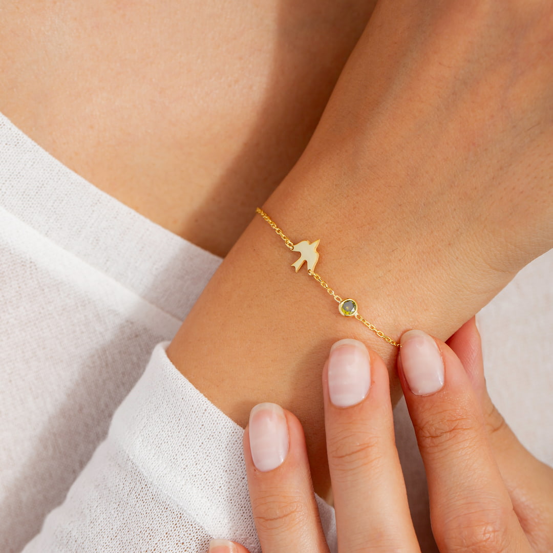 Charm bird bracelet gift for her 