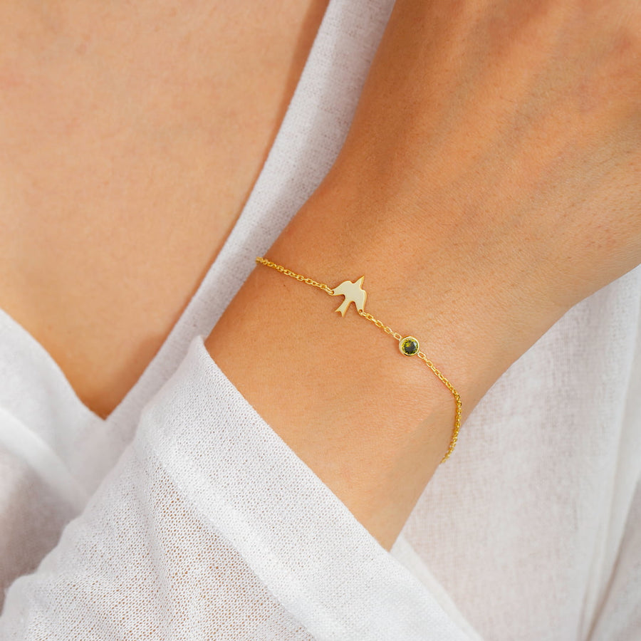 Dove Bird Birthstone Bracelet