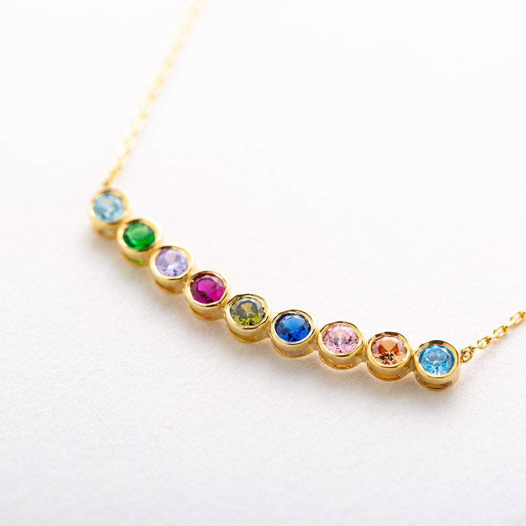 Christmas Gift Gold Family Birthstones Necklaces Rose Gold Silver