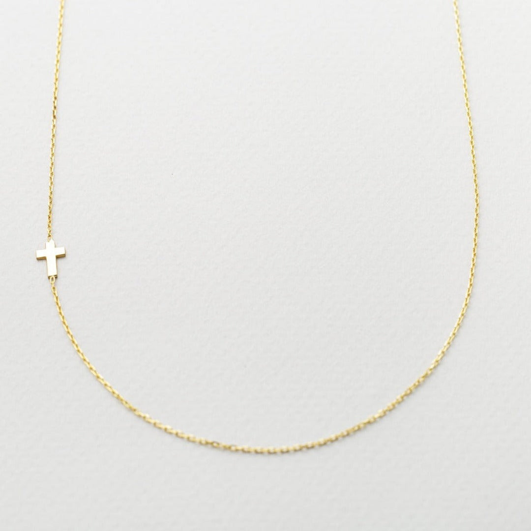 Cross Necklace Gold Sideways Design  buy