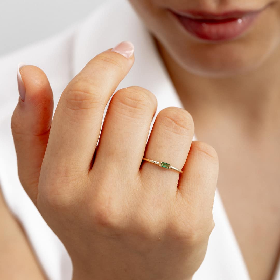 Custom Baguette Birthstone Ring