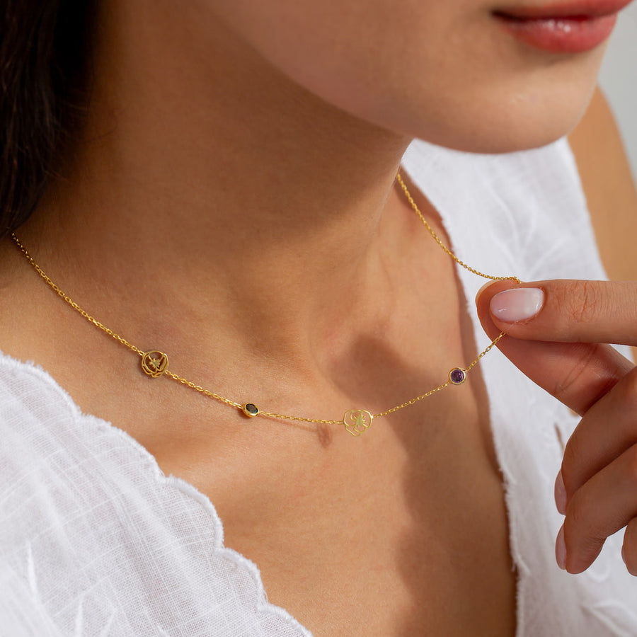 Birthflower Initial Sideways Necklace