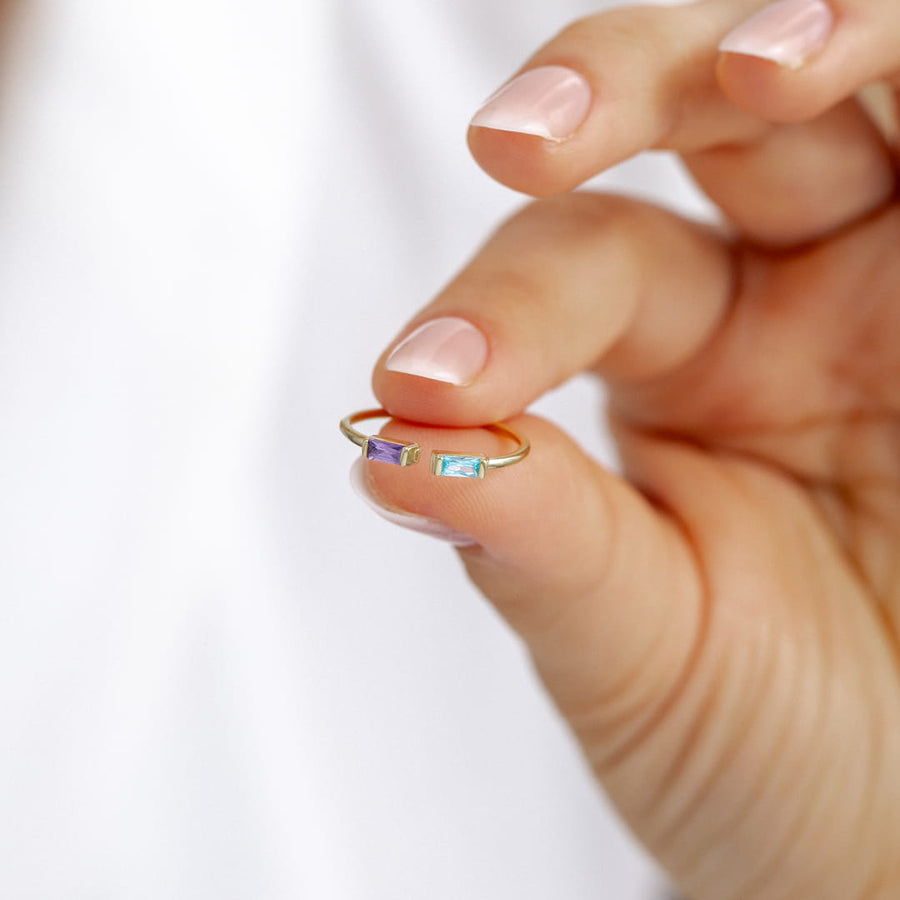 Double Baguette Custom Birthstone Ring