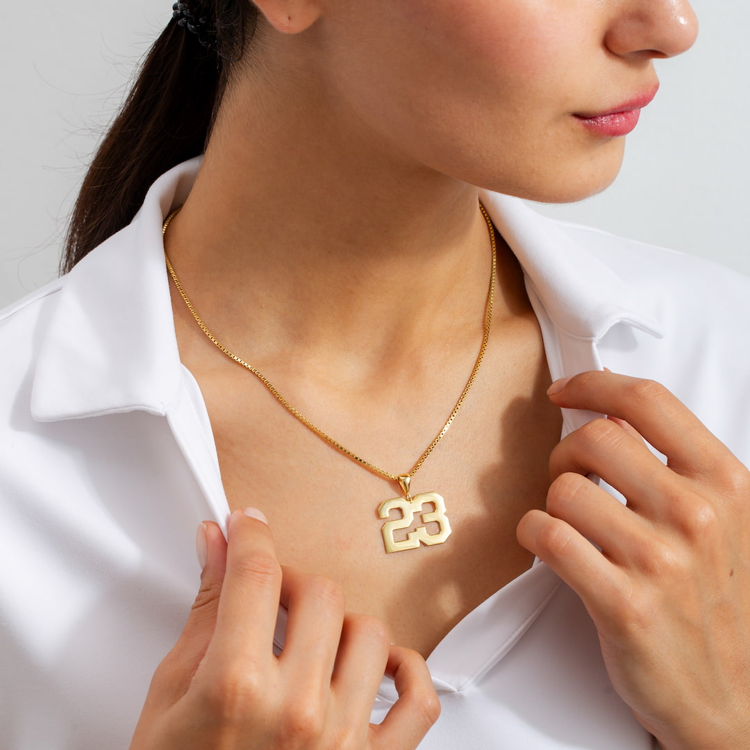 Custom Charm Necklace with Sports Number Pendant 