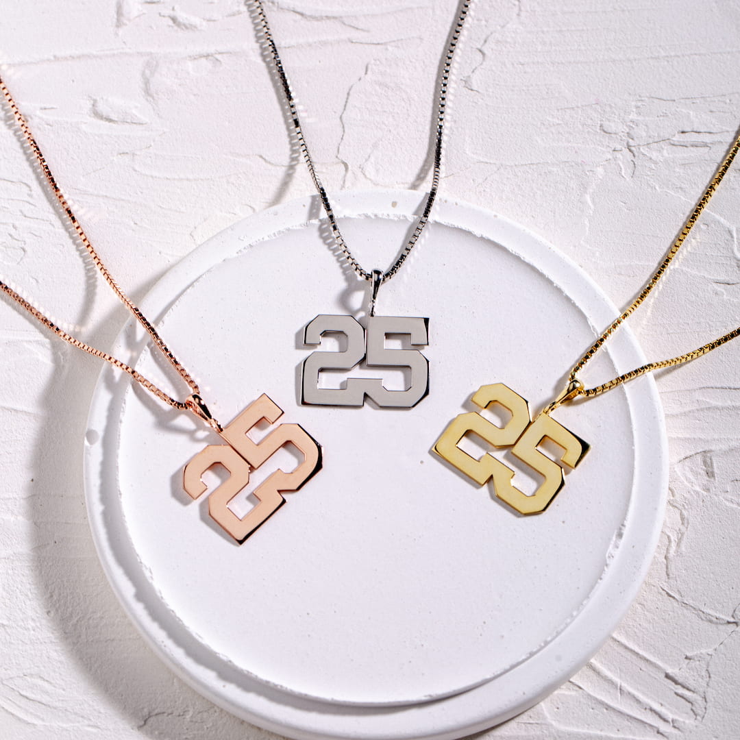 Custom Charm Necklace with Sports Number Pendant 