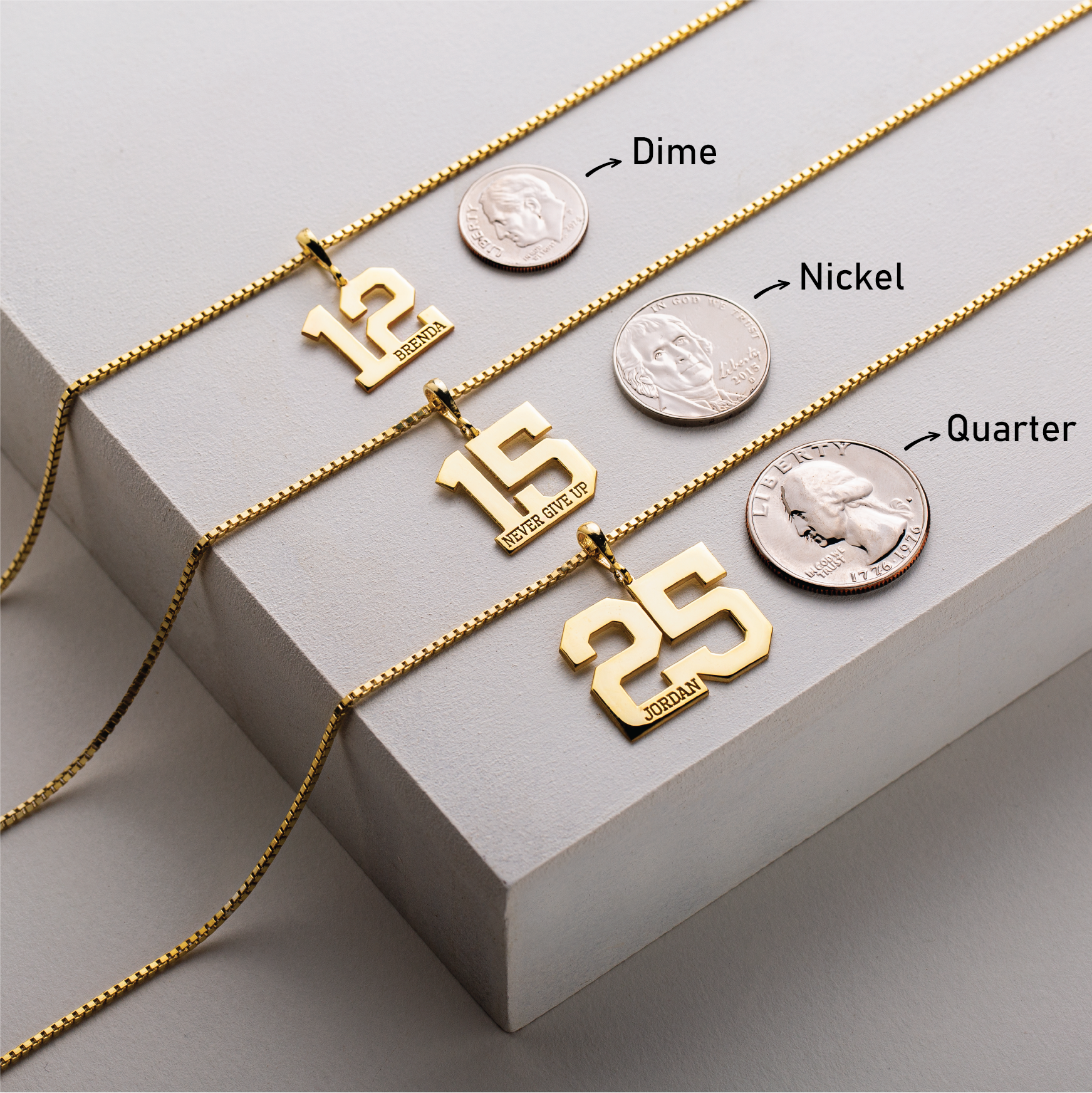 Custom Charm Necklace with Sports Number Pendant 
