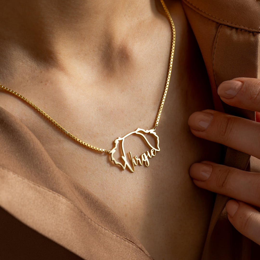 Custom Dog Ear Name Necklace
