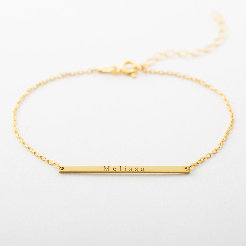 Custom engraved bar bracelet gift for mothers day