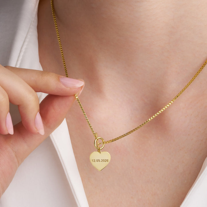 Custom Engraved Heart Toggle Necklace