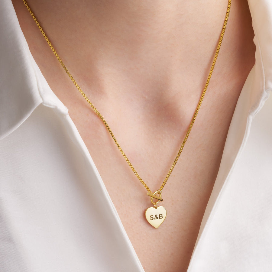 Custom Engraved Heart Toggle Necklace