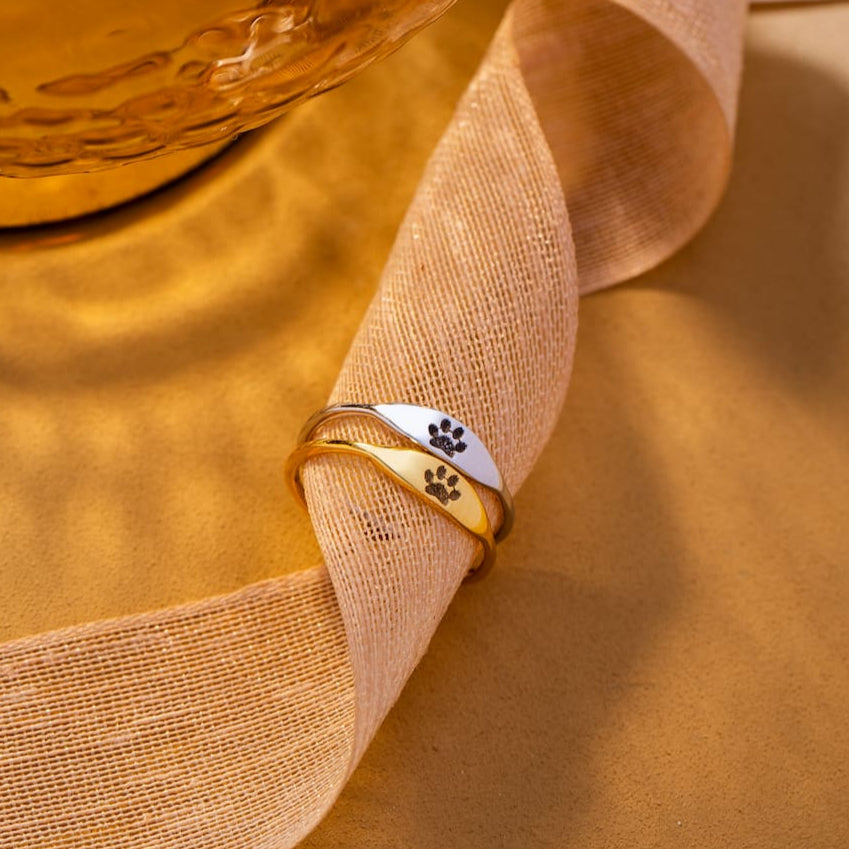 Custom Double Sided Paw Print Ring