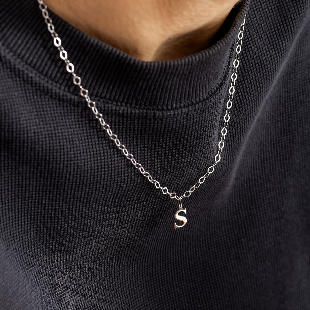 Custom Necklace for Men with Letter Pendant