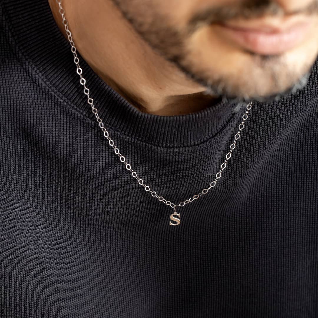 Custom Necklace for Men with Letter Pendant