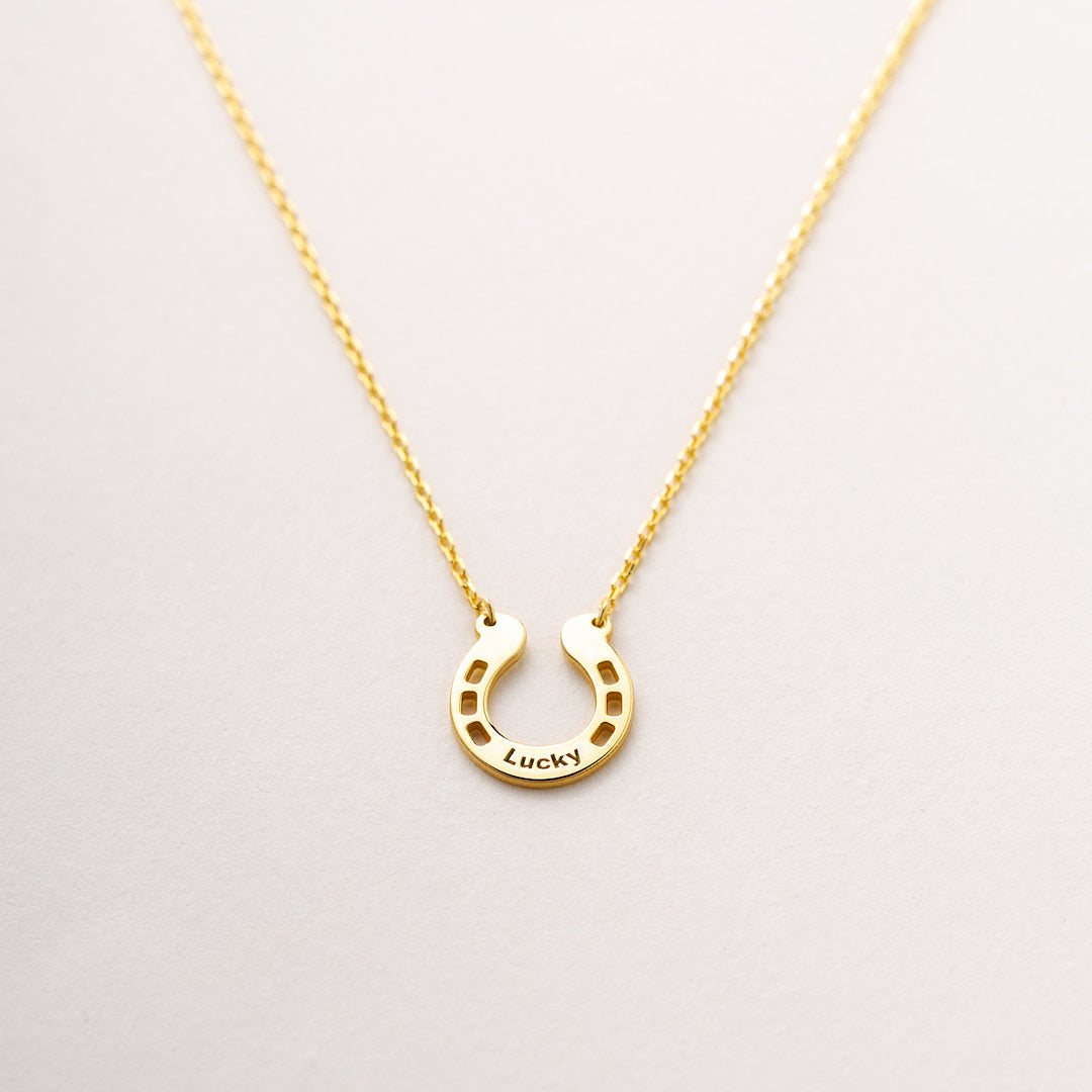 Custom Necklace with Engraved Horseshoe Pendant